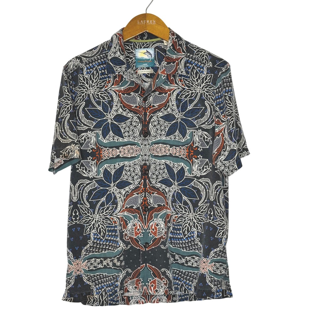 Tommy Bahama Hawaiian Print Silk Shirt Island Modern‎ Fit Size Small